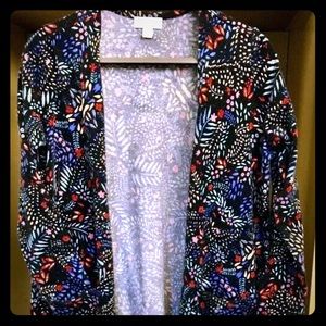 LuLaRoe Sarah Black Floral Cardigan Sz Medium
